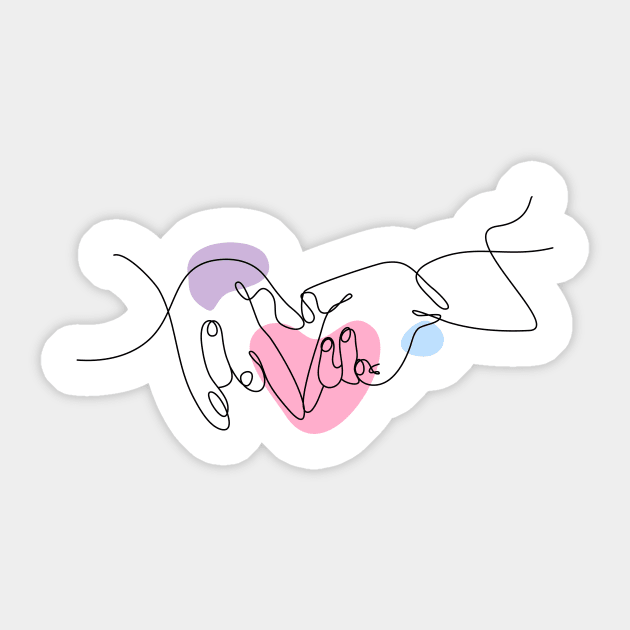 Heart Shaped Hand Draw One Continuous Line Sticker by Twiri